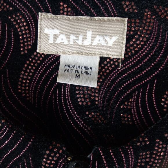 TanJay Womens Size M Multicolor Glitter Sparkle Rhinestone Zipper Front Stretch - Picture 6 of 12